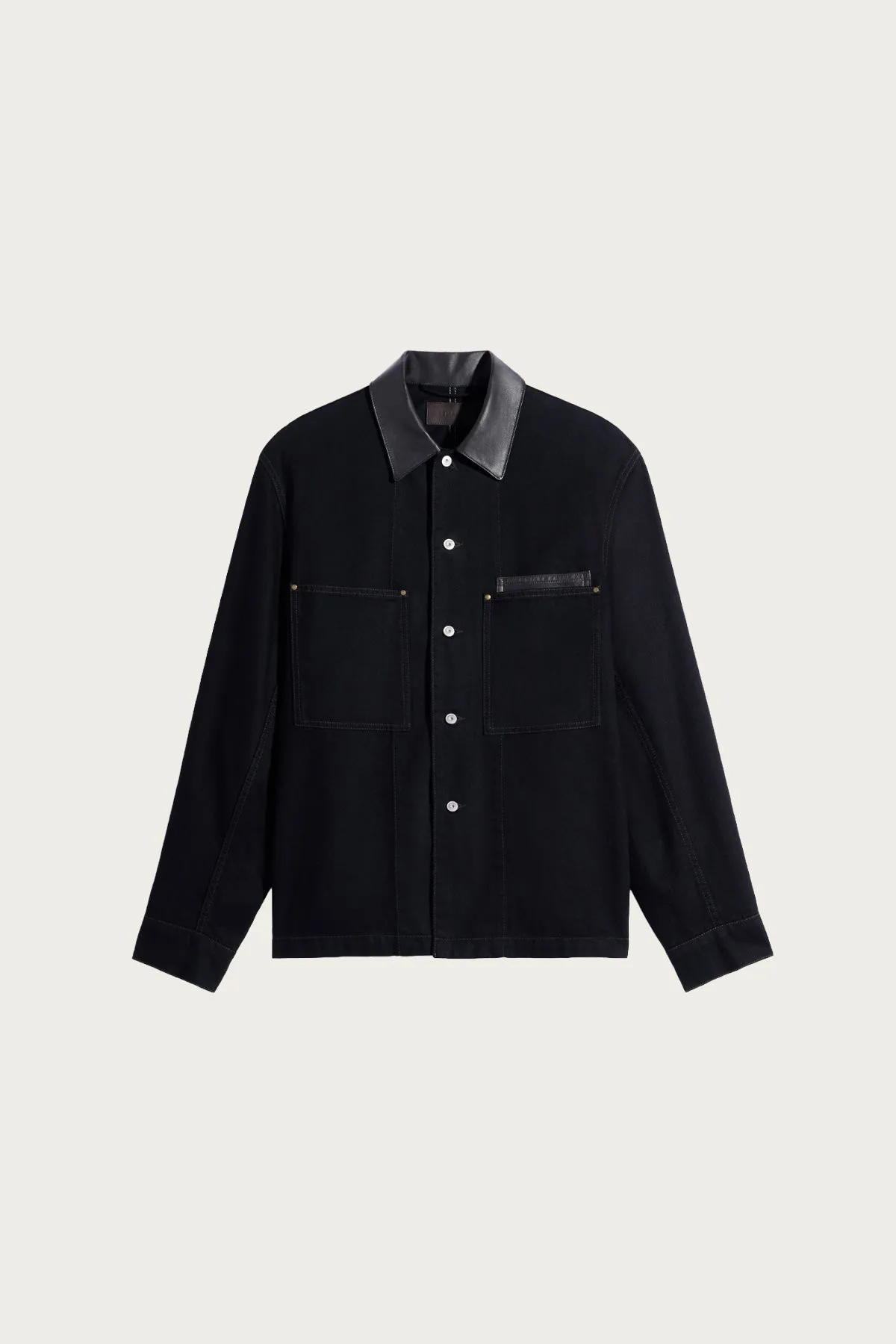 Workwear Overshirt w/ Leather Collar - Black sold by Canoe Club
