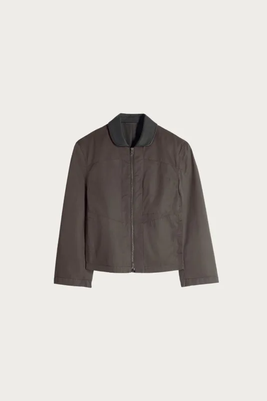 Leather Collar Blouson - Ristretto made by Lemaire