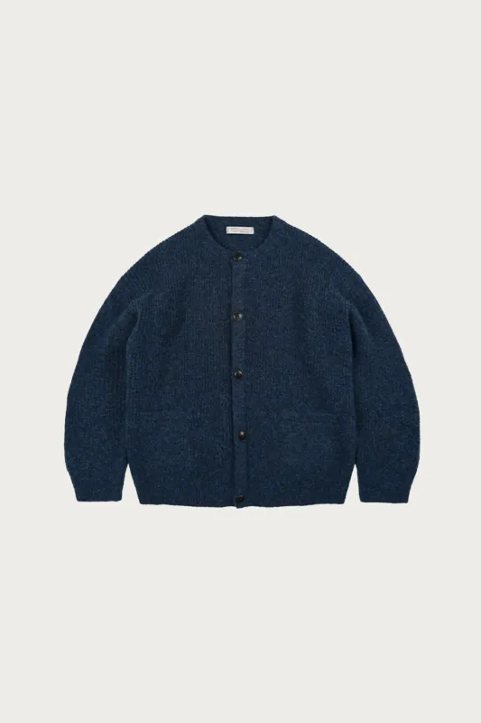 Brushed Wool Round Cardigan - Indigo made by FrizmWORKS