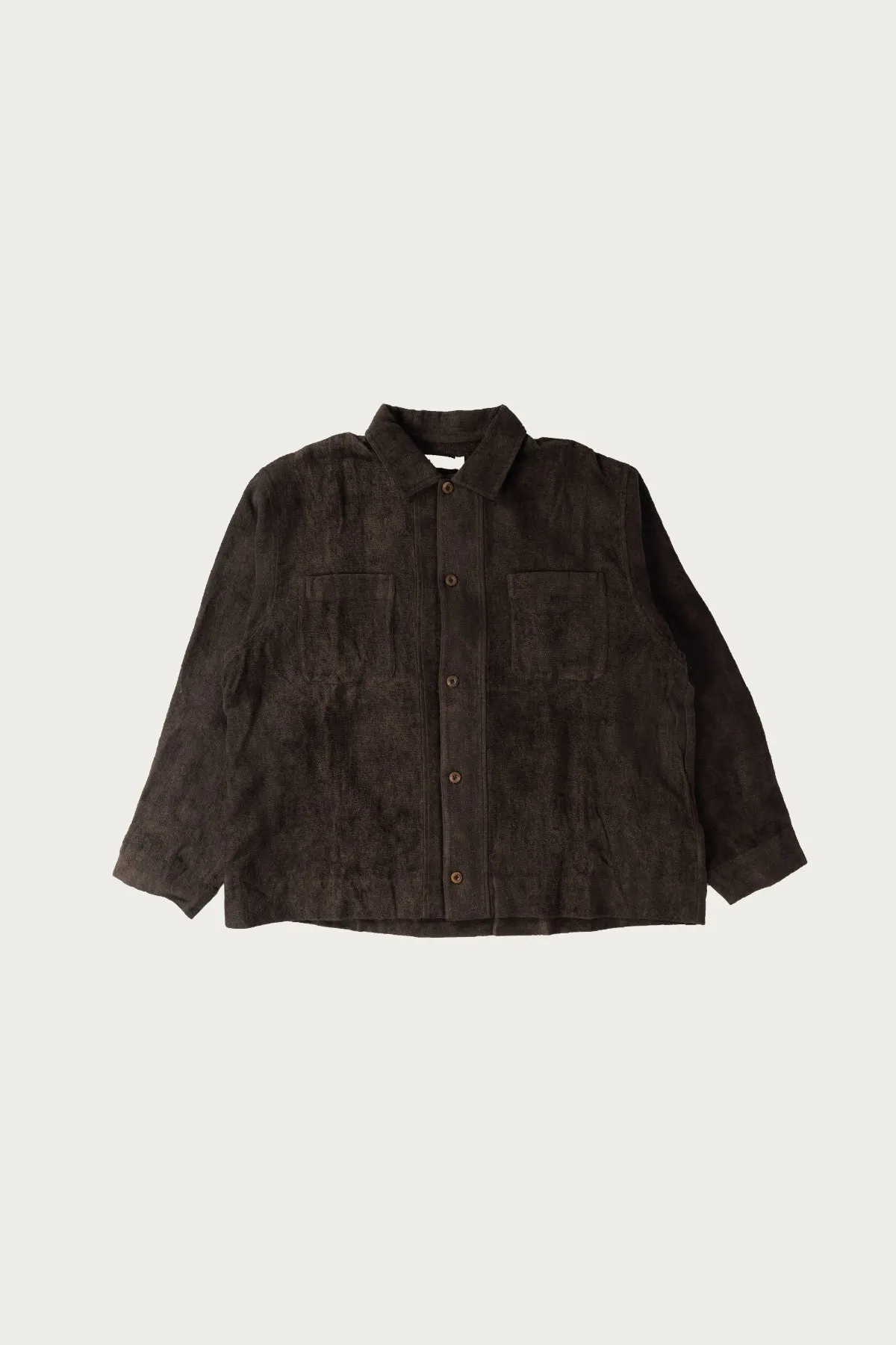 Boxy Shirt - Carob Linen Velvet sold by Canoe Club