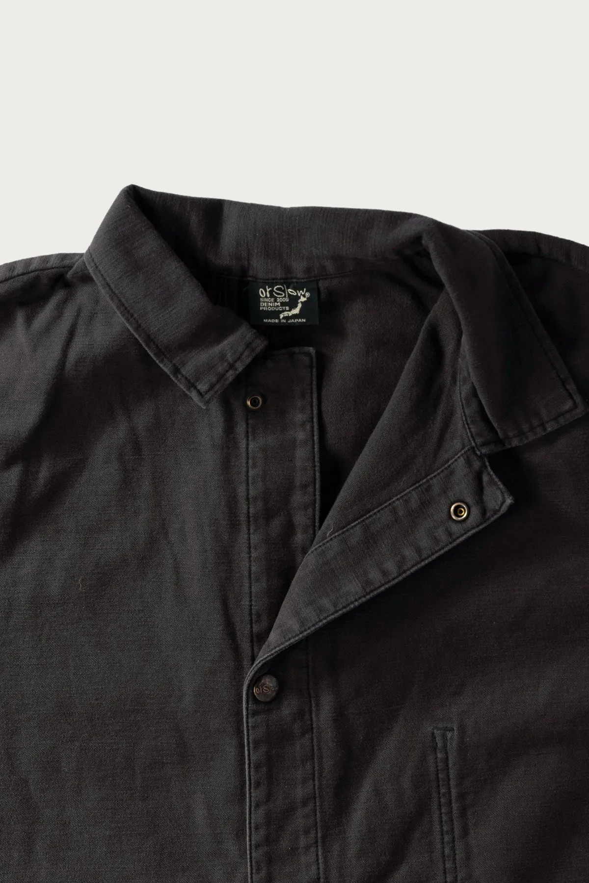 Reverse Sateen Simple Work Coat Vintage Washed - Black sold by Canoe Club product image thumbnail 2