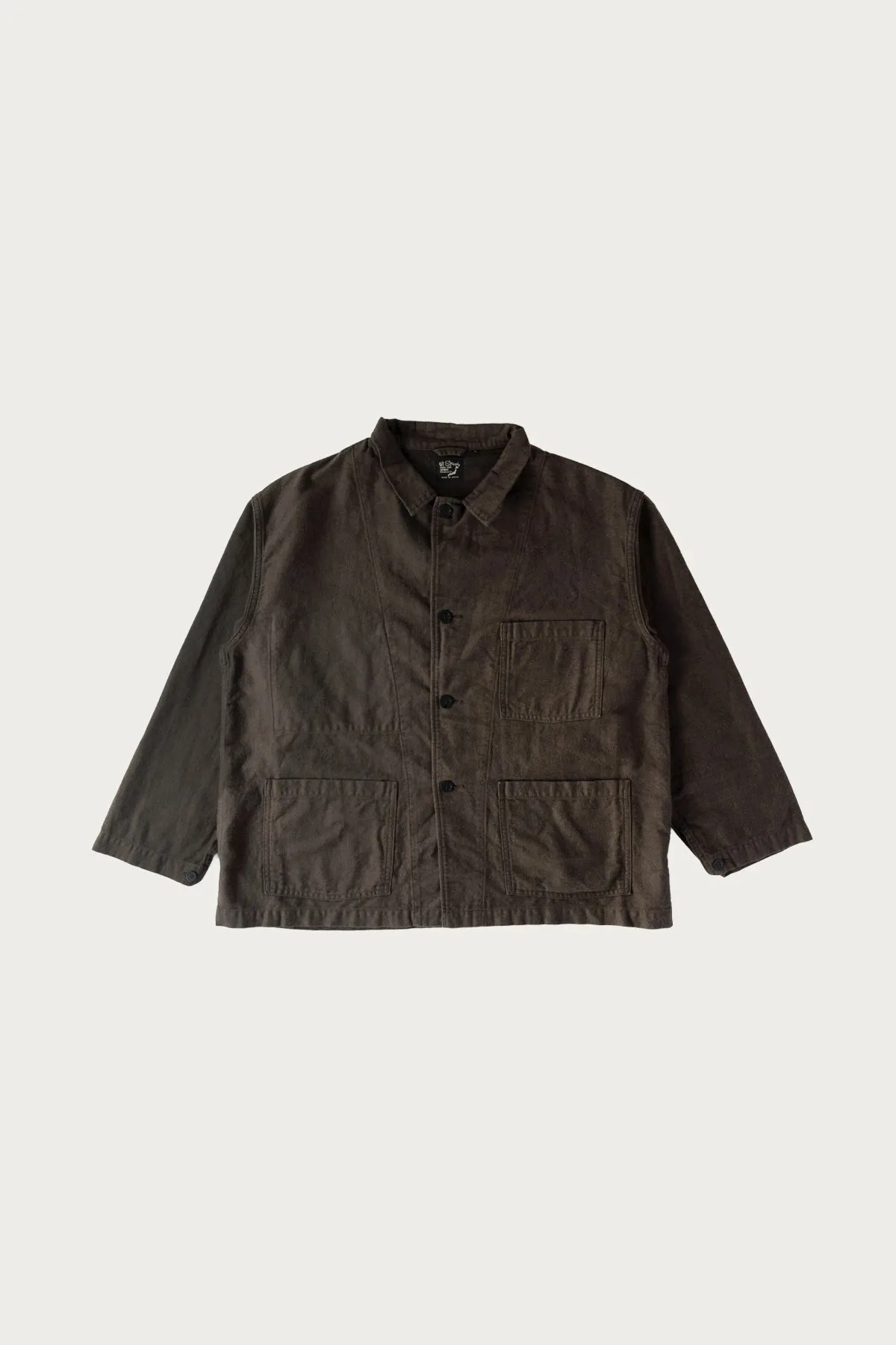 Cotton Linen Moleskin Relax Fit Simple Work Jacket - Charcoal Grey sold by Canoe Club