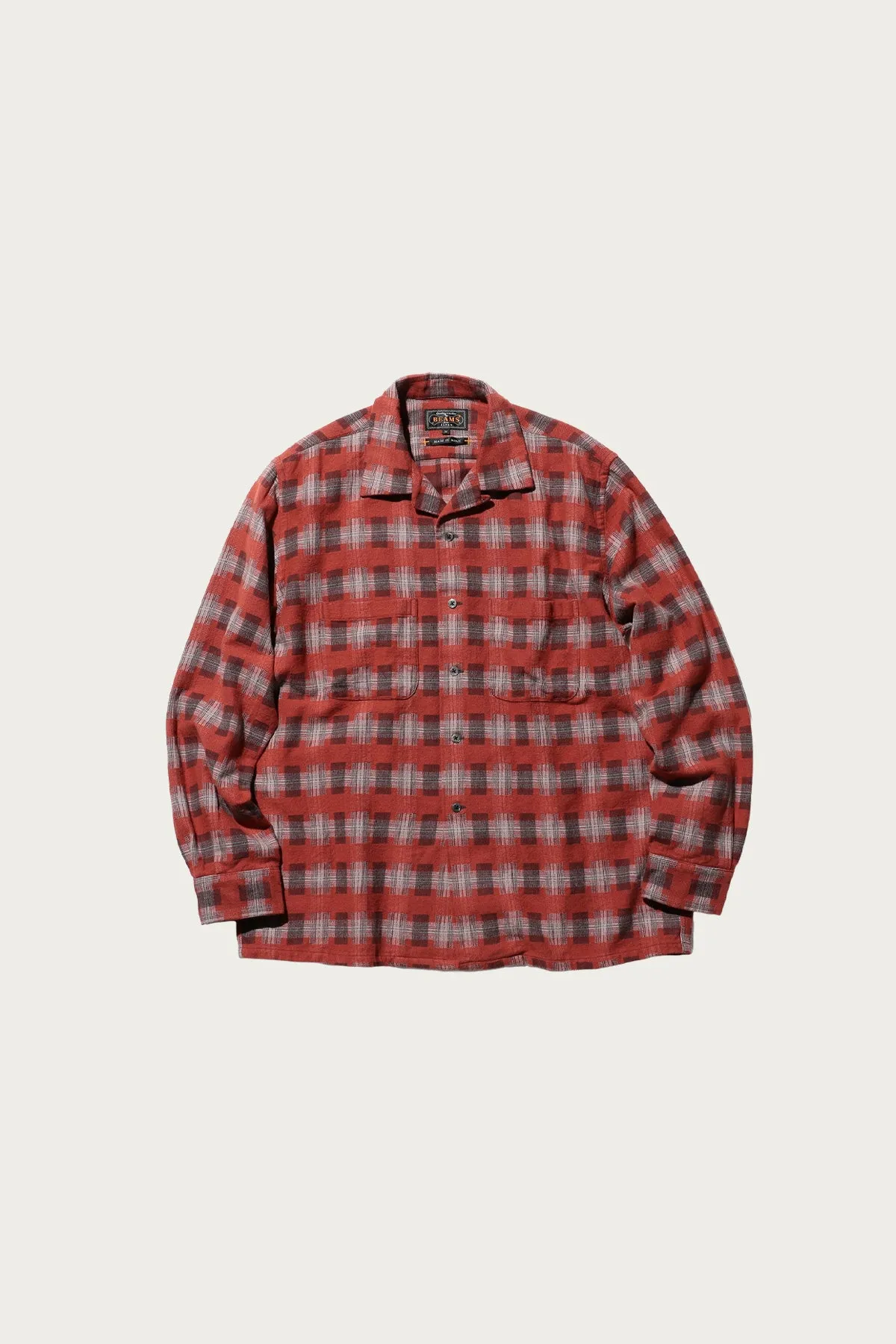 Open Collar Brushed Satin Plaid - Red sold by Canoe Club