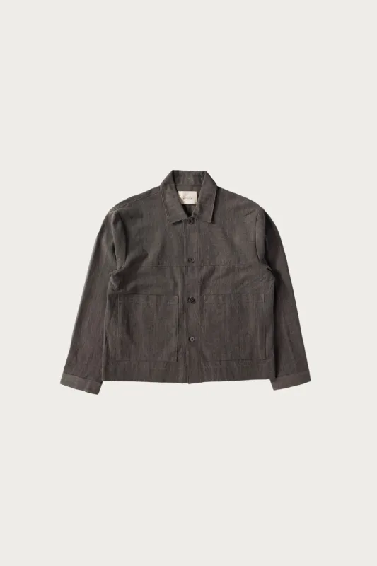 Café Jacket - Sumi Ink Dyed Slub Cotton made by Canoe Club