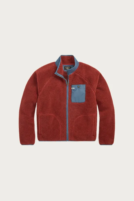 Wool-Blend Pile Fleece Jacket - Red Heather sold by Canoe Club