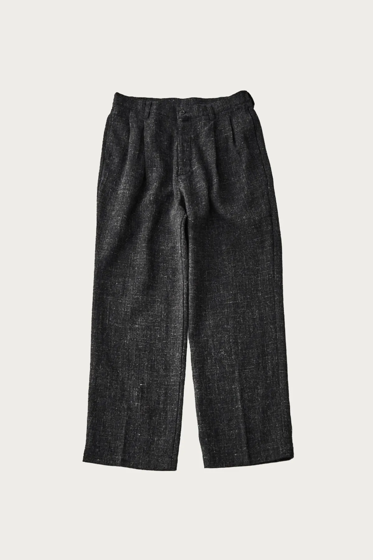 Wool Cotton Linen Melange Tweed Trousers - Black sold by Canoe Club