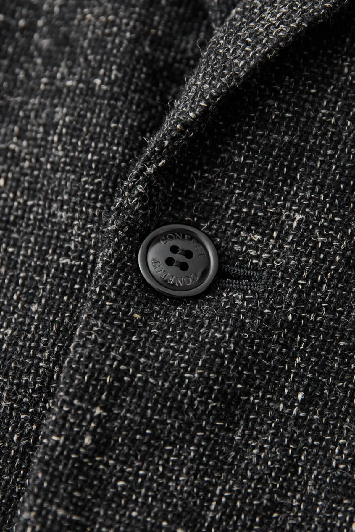 Wool Cotton Linen Melange Tweed Jacket - Black sold by Canoe Club product image thumbnail 5