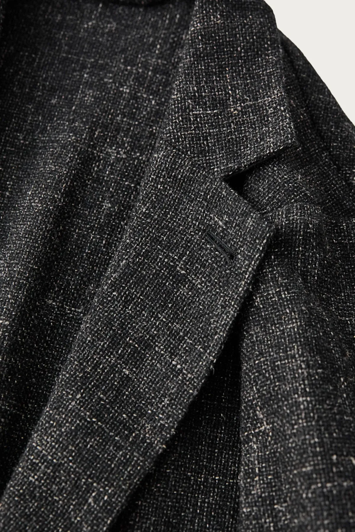 Wool Cotton Linen Melange Tweed Jacket - Black sold by Canoe Club product image thumbnail 3