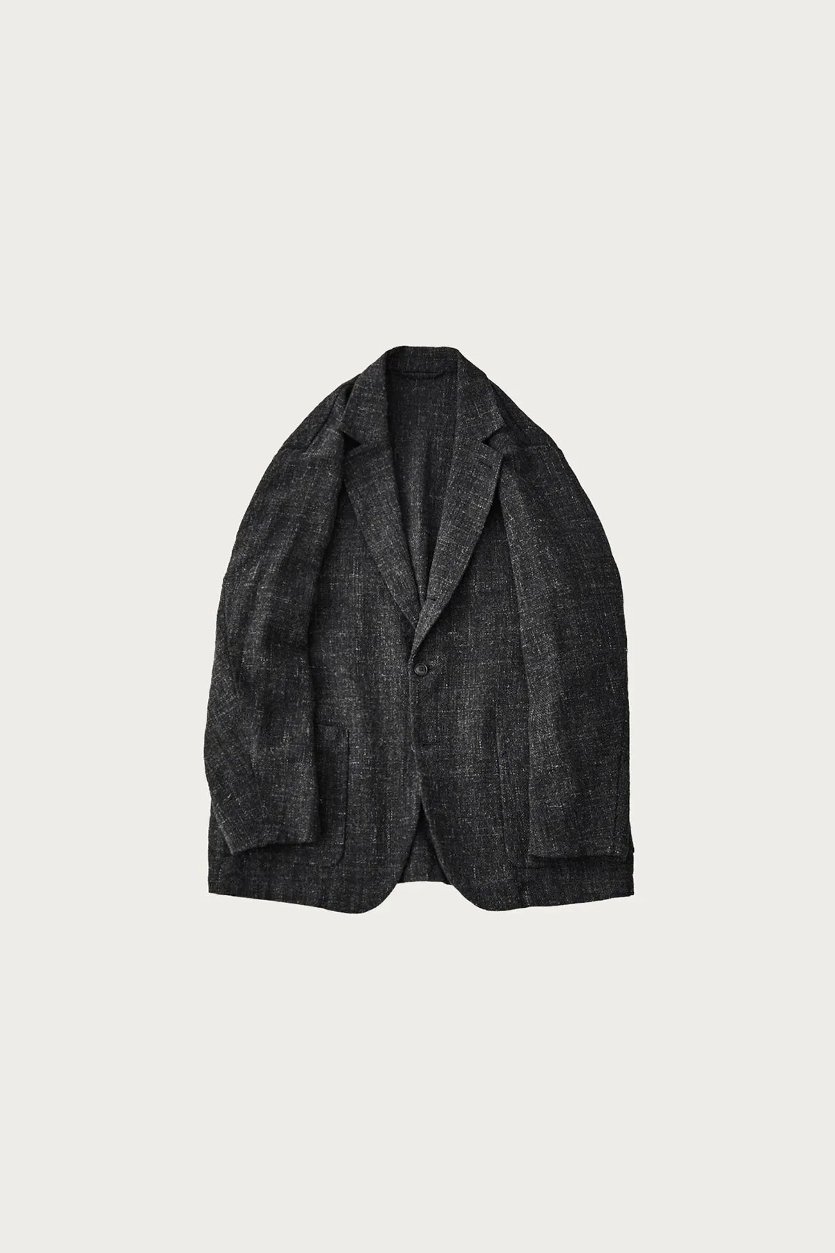 Wool Cotton Linen Melange Tweed Jacket - Black sold by Canoe Club
