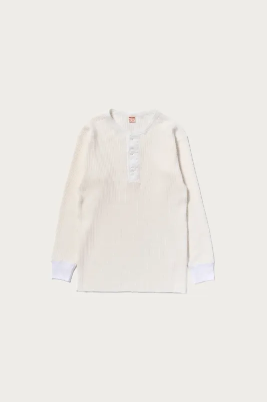 Waffle Thermal Henley Undershirt L/S - White sold by Canoe Club