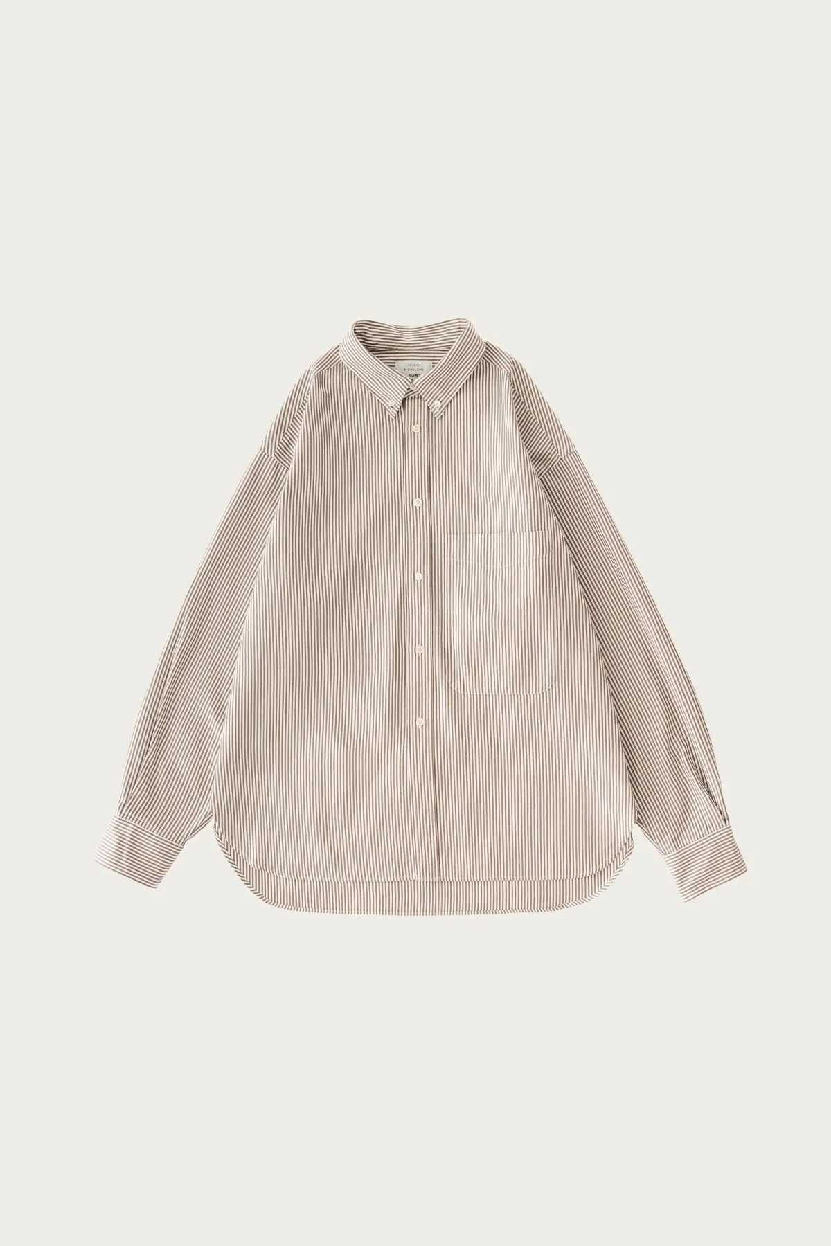 Studio Nicholson x Beams+ Lisa Oxford Shirt - Brown/White Stripe sold by Canoe Club
