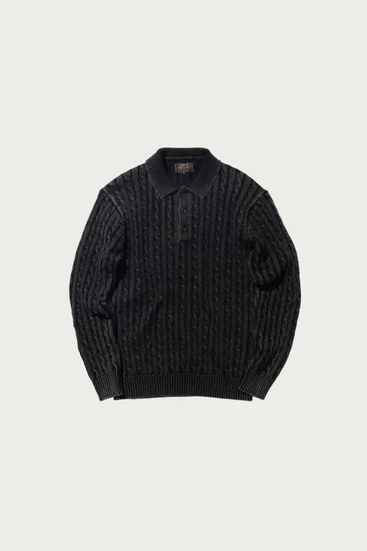Cable Polo Pigment Dyed Yarn - Black sold by Canoe Club