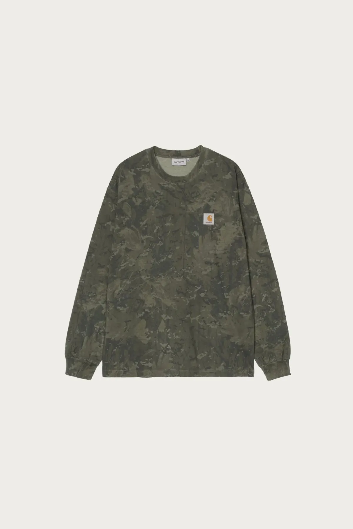 L/S Camo Combi T-Shirt - Green/Olive Garment Dyed sold by Canoe Club
