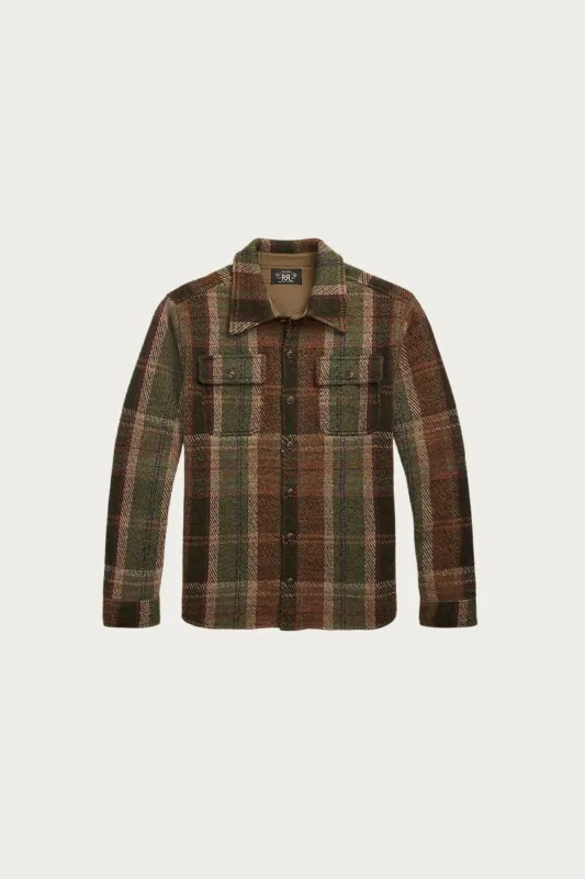 Plaid Wool-Cashmere Workshirt Sweater - Olive Multi sold by Canoe Club