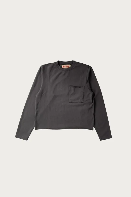 LS Raw Hem Tee - Washed Black made by Canoe Club