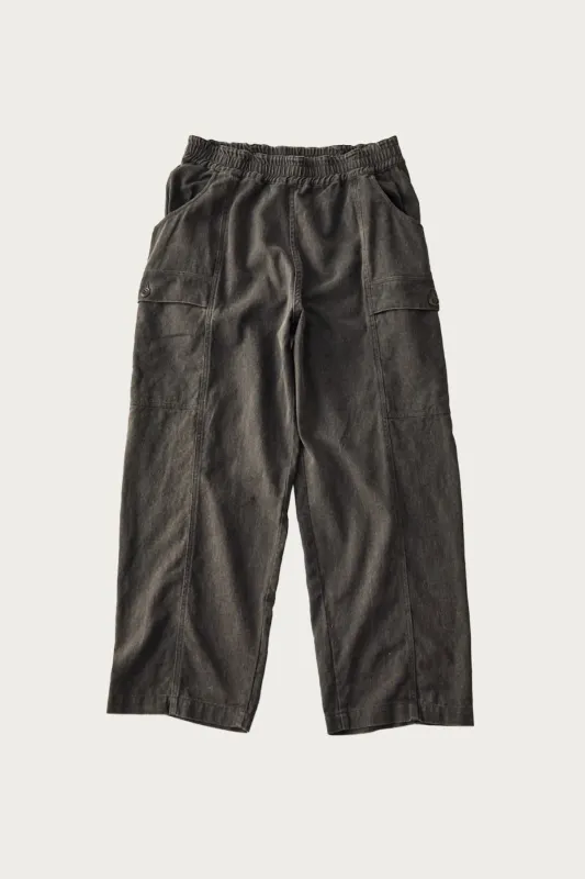 Cotton Linen Pigment-Coated Gear Pants - Ink Black made by Confect by Nestrobe