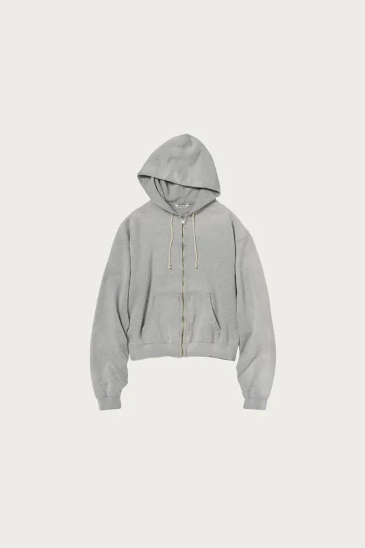 Product Dyed Pima Light Sweat Zip Parka - Top Gray made by Auralee