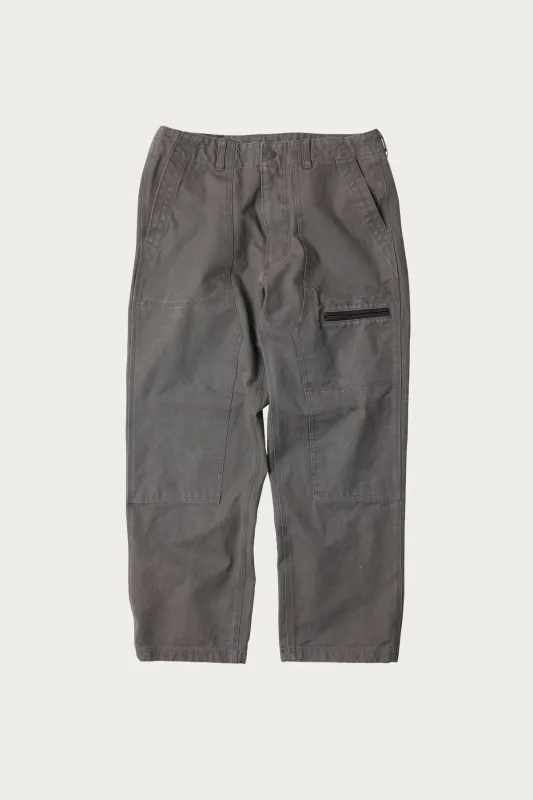 Heavy Canvas Destroyed Double Knee Pants - Mud sold by Canoe Club