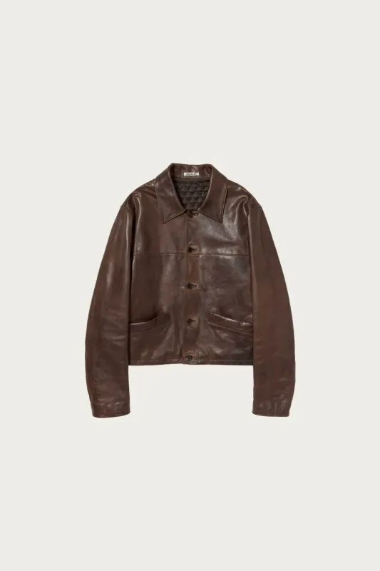 Heavy Lamb Leather Blouson - Dark Brown made by Auralee