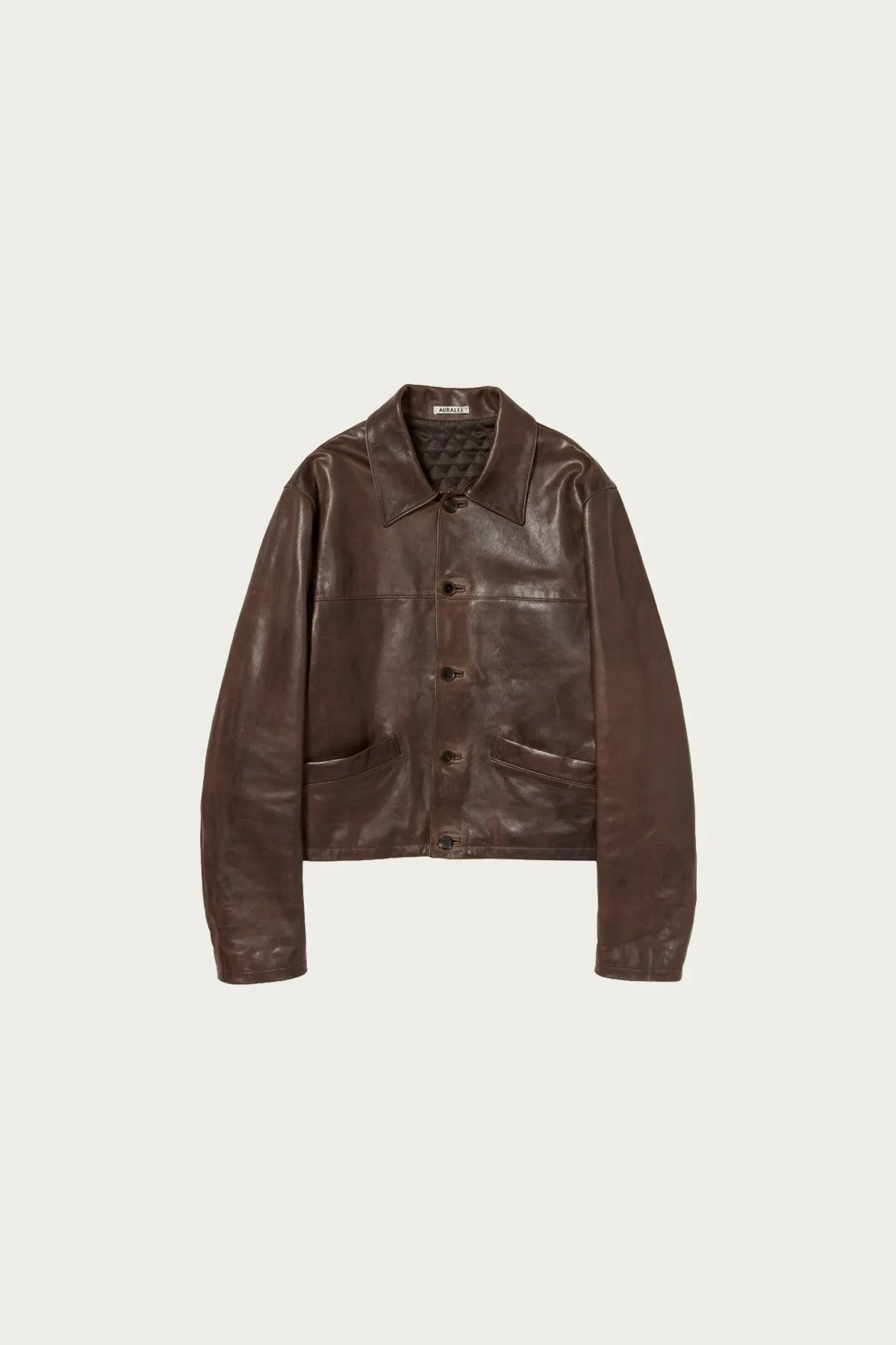 Heavy Lamb Leather Blouson - Dark Brown sold by Canoe Club