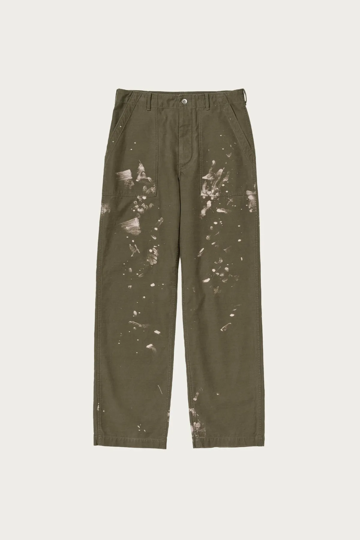 Washed Baggy Satin Bleached Baker Pants - Khaki Brown sold by Canoe Club