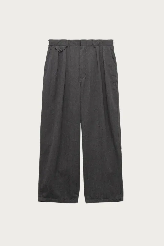 Wool Gabardine Pleat Pants - Charcoal made by Nanamica