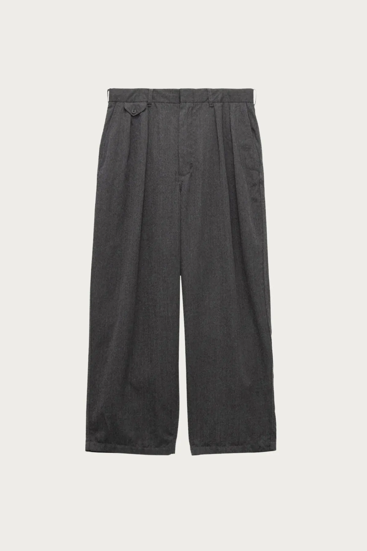 Wool Gabardine Pleat Pants - Charcoal sold by Canoe Club