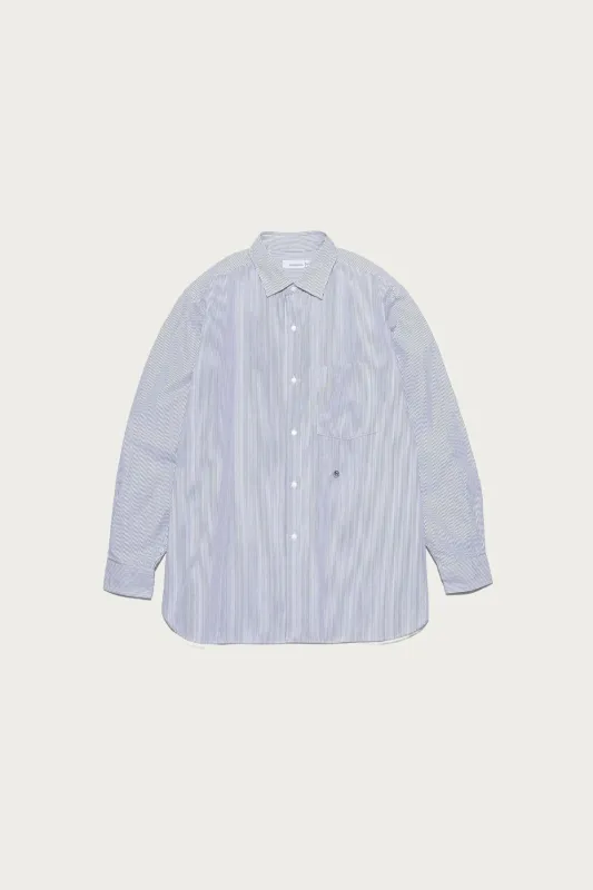Regular Collar Stripe Wind Shirt - Navy made by Nanamica