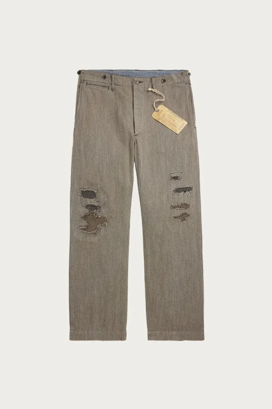Distressed Herringbone Twill Field Pant - Faded Grey sold by Canoe Club