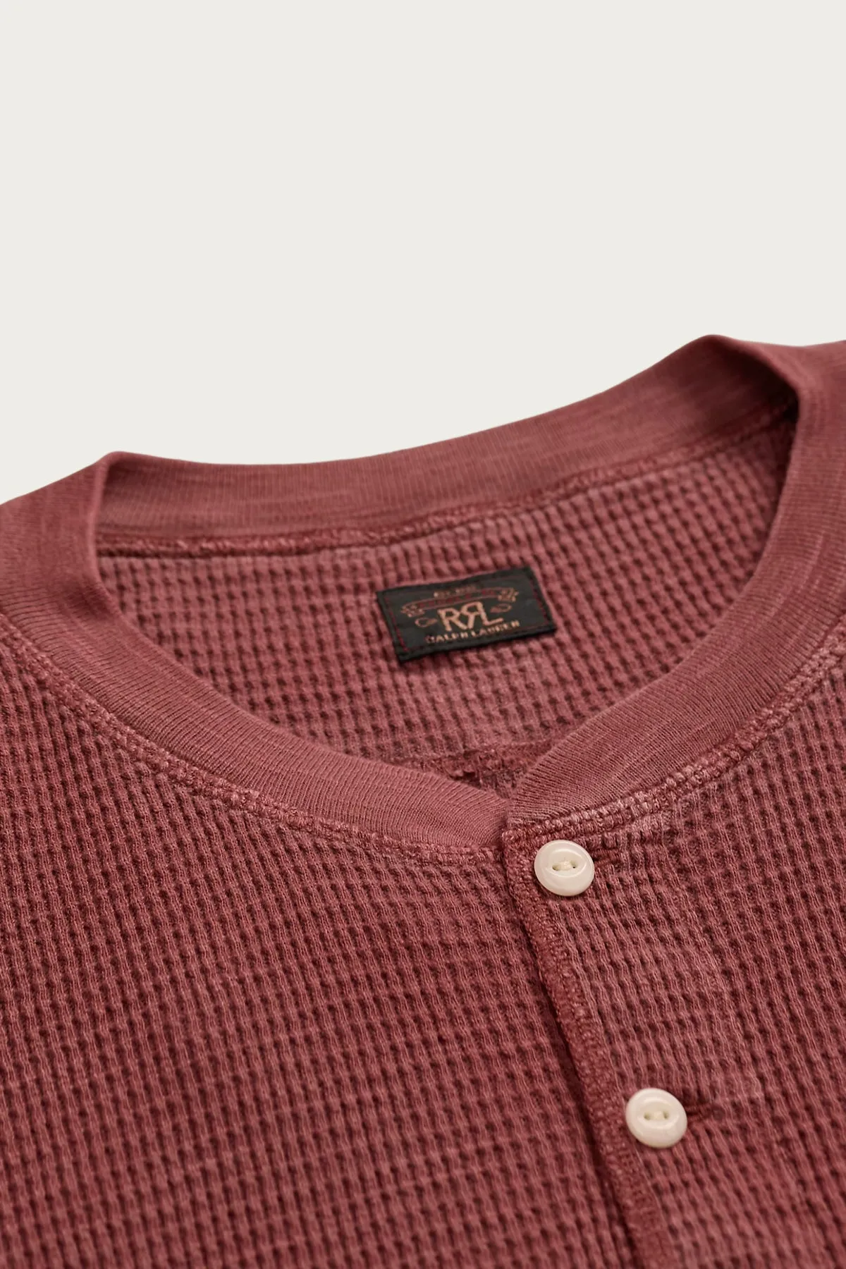 Garment-Dyed Waffle-Knit Henley Shirt - Wine sold by Canoe Club product image thumbnail 3