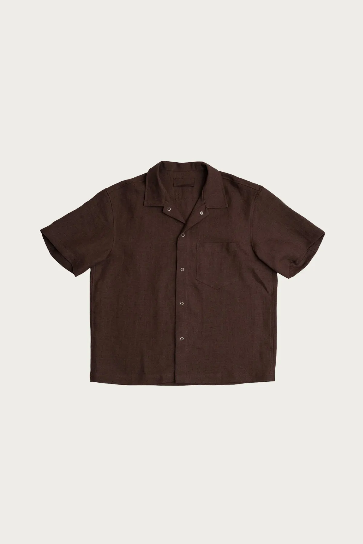 Sundown Shirt - Chocolate Brown Welterweight Belgian Linen sold by Canoe Club