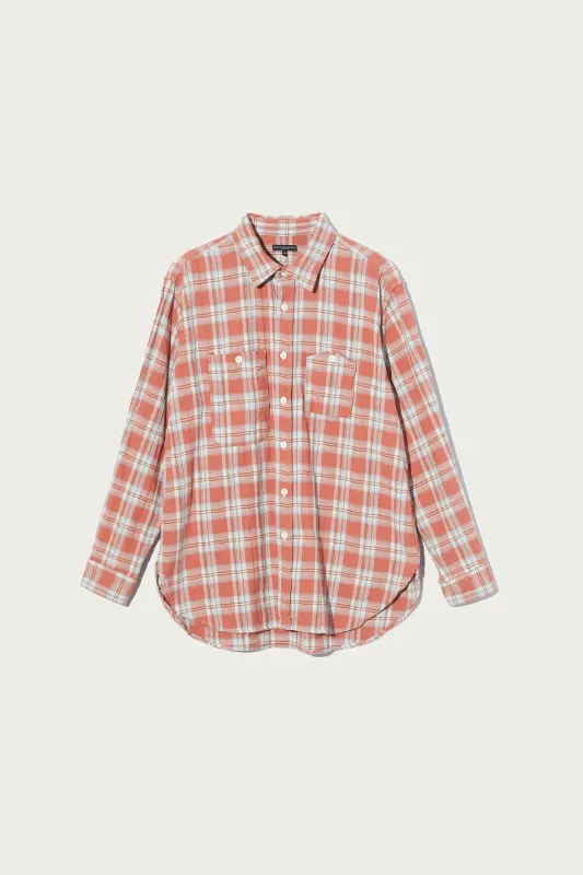 Work Shirt - Pink Cotton Plaid Jacquard made by Engineered Garments