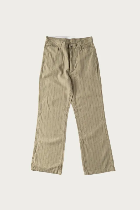 Cotton Linen GIBSON Stripe 5P FRISKO - Light Green made by Kapital