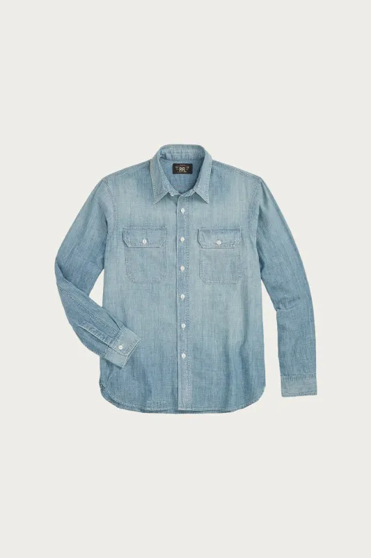 Indigo Chambray Workshirt - Medium Wash sold by Canoe Club