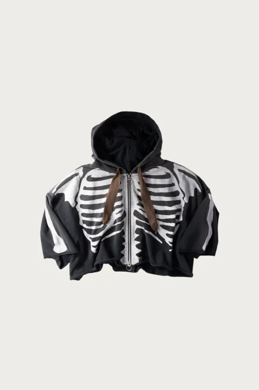 SWT Knit DEVIL Hoodie Blouson (BONE) - Black made by Kapital