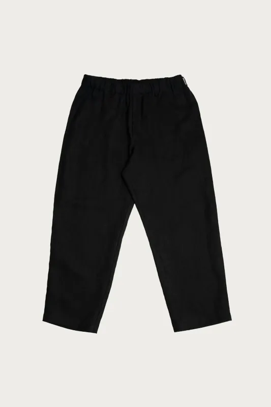Carry On Pant - Black Welterweight Belgian Linen made by James Coward