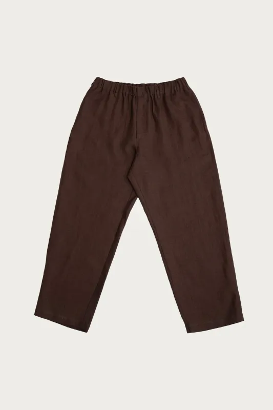 Carry On Pant - Chocolate Brown Welterweight Belgian Linen made by James Coward