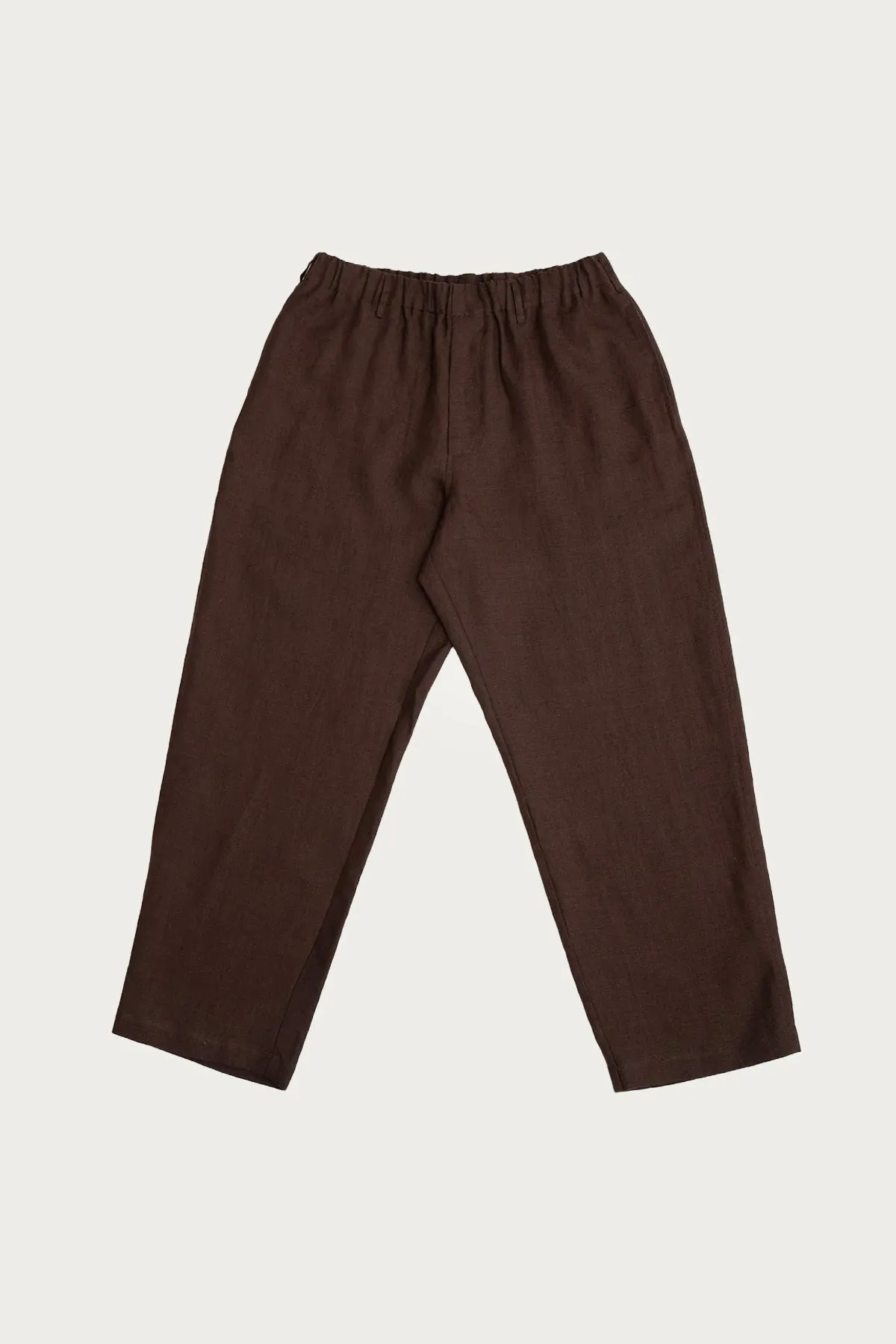 Carry On Pant - Chocolate Brown Welterweight Belgian Linen sold by Canoe Club