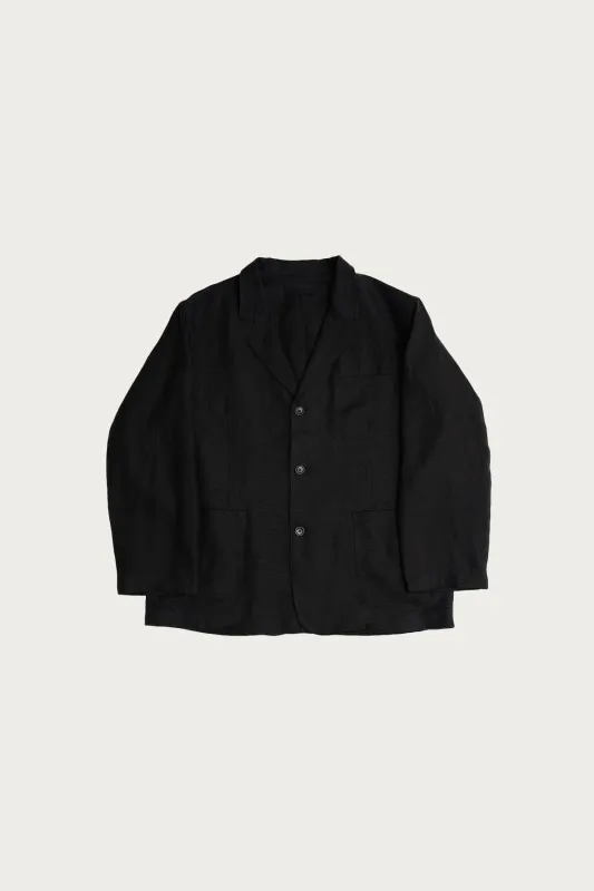 Carry On Jacket - Black Welterweight Belgian Linen made by James Coward
