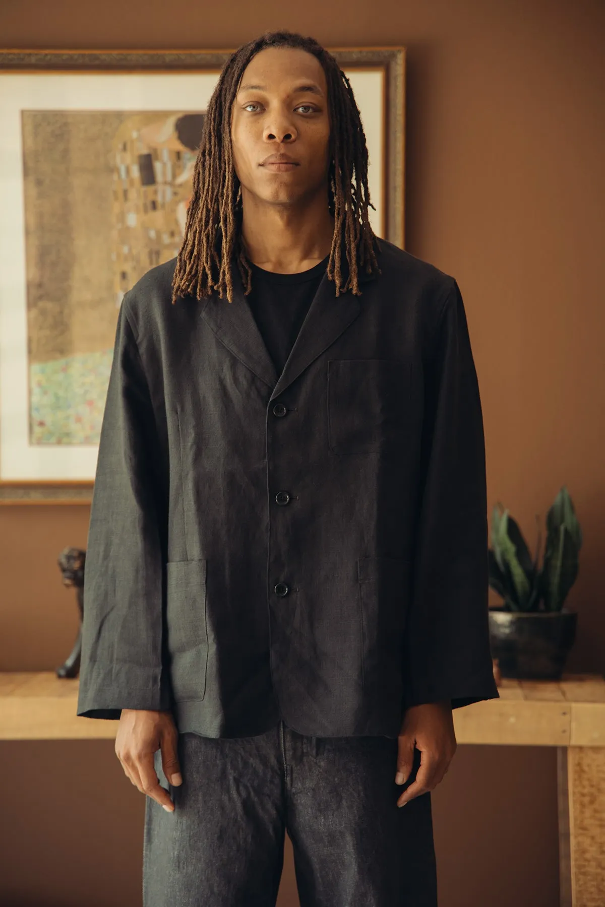 Carry On Jacket - Black Welterweight Belgian Linen sold by Canoe Club product image thumbnail 2