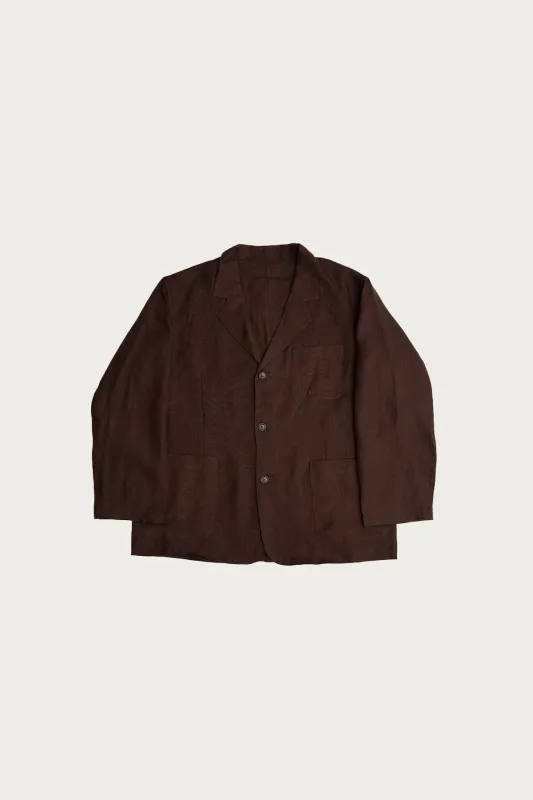 Carry On Jacket - Chocolate Brown Welterweight Belgian Linen made by James Coward