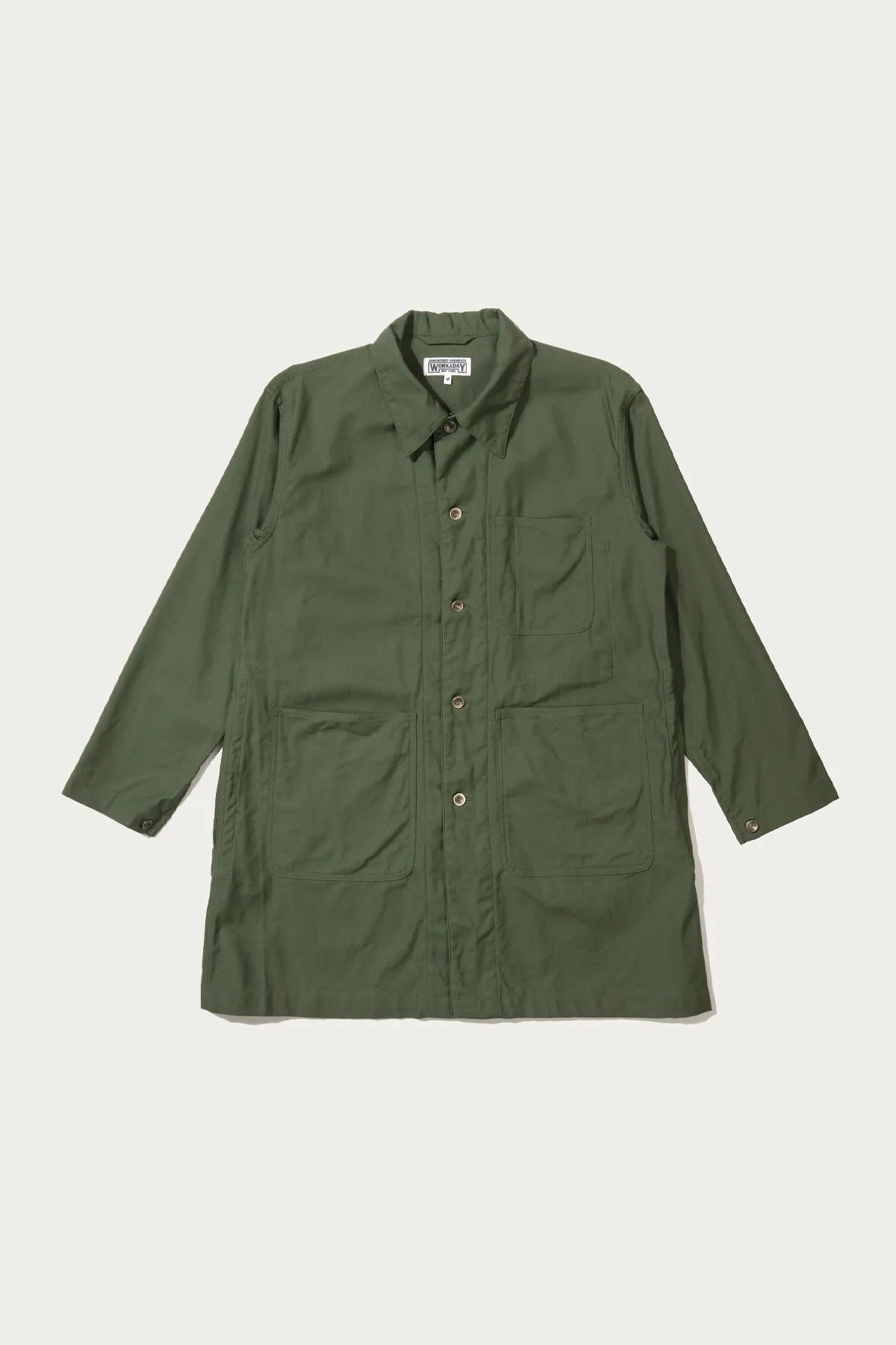 Shop Coat - Olive Cotton Reversed Sateen sold by Canoe Club