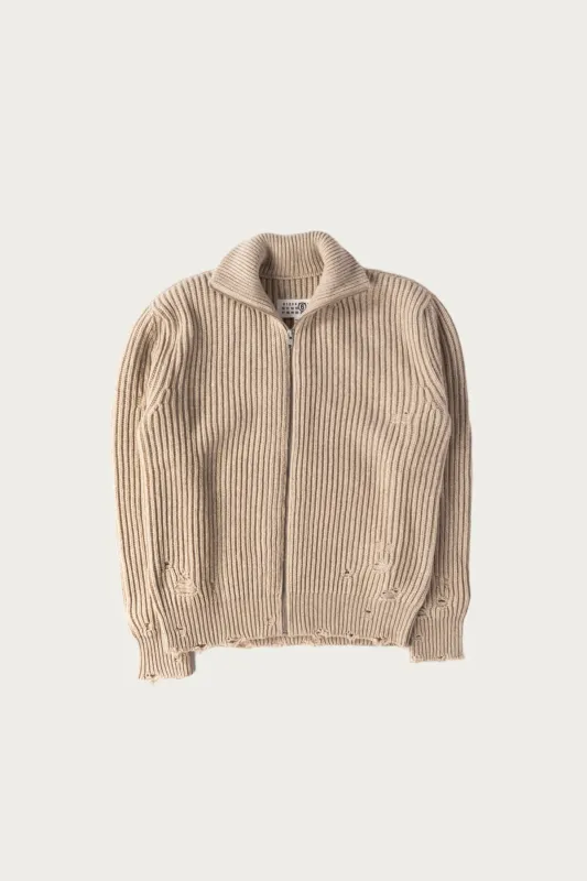 Distressed Zip Sweater - Grey made by Maison Margiela