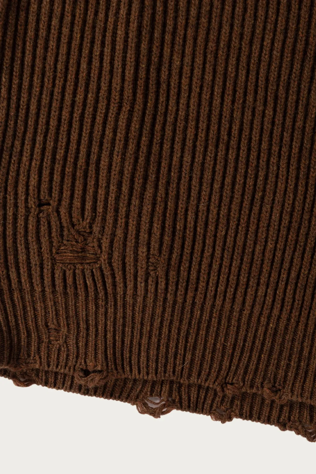 Distressed V-Neck Sweater - Brown sold by Canoe Club product image thumbnail 3
