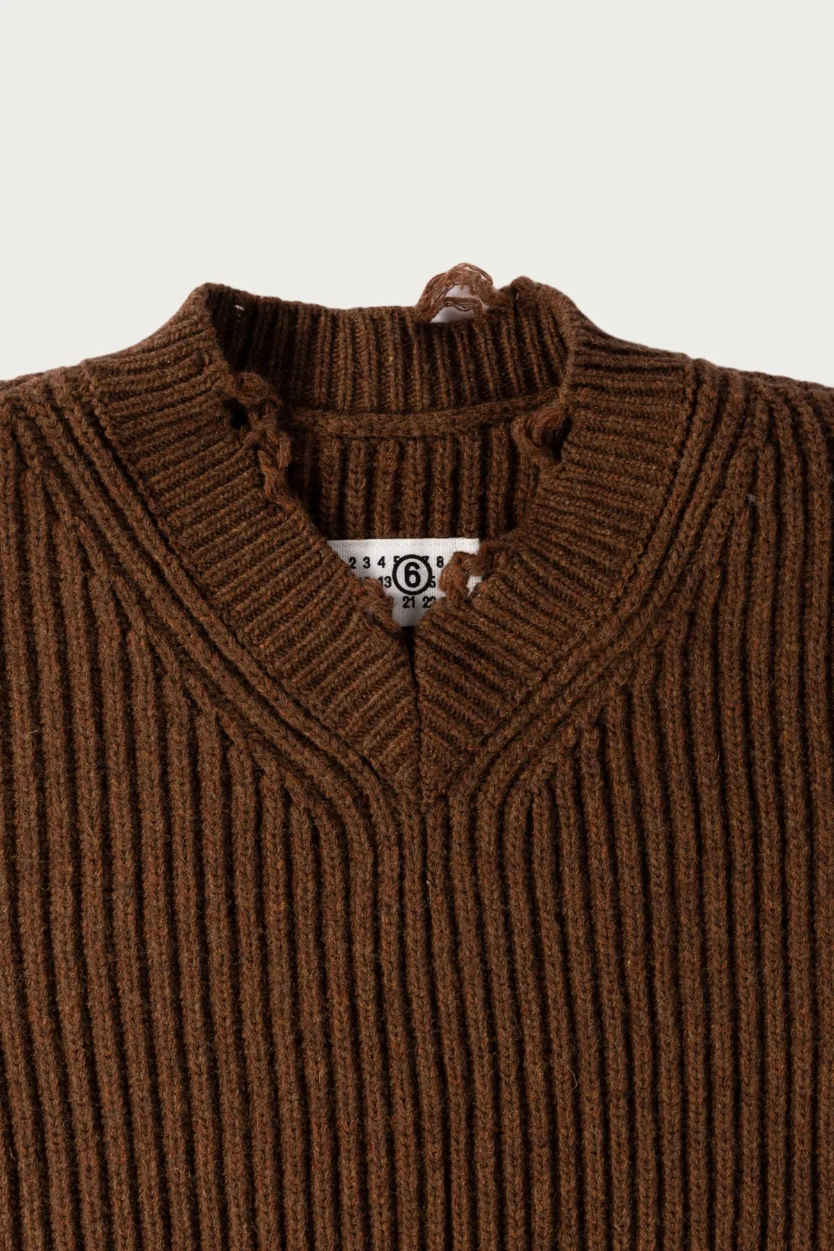 Distressed V-Neck Sweater - Brown sold by Canoe Club product image thumbnail 2