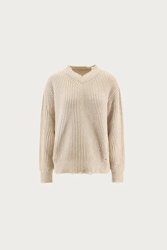 Distressed V-Neck Sweater made by Maison Margiela