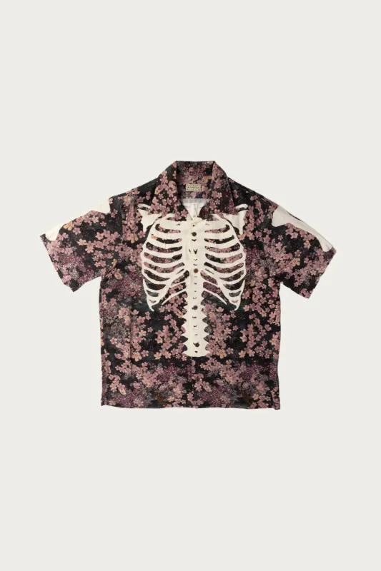 Rayon SAKURA-BONE Aloha Shirt - Indigo made by Kapital