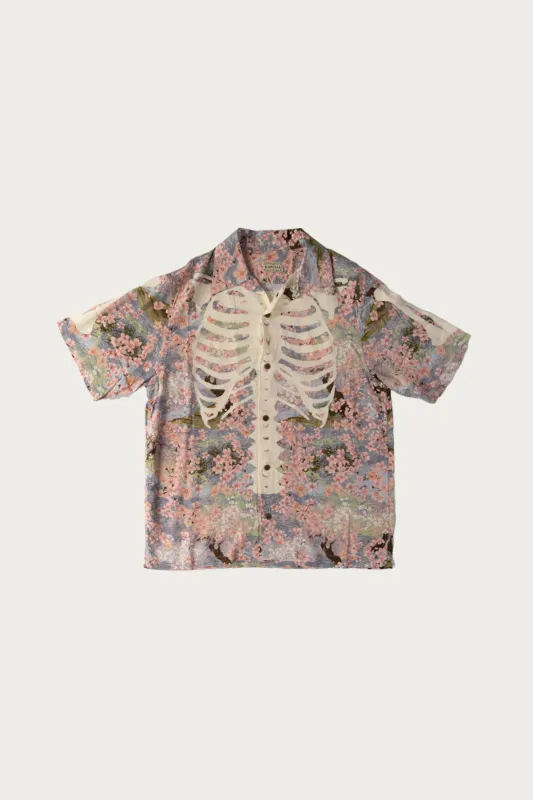 Rayon SAKURA-BONE Aloha Shirt - Sax made by Kapital
