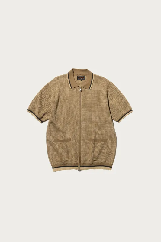 Zip Knit Polo - Beige sold by Canoe Club