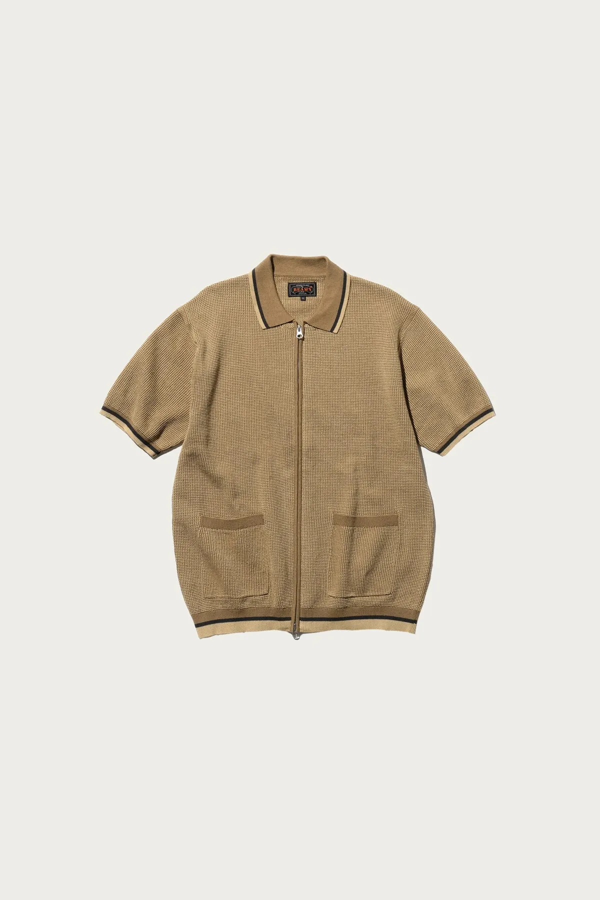 Zip Knit Polo - Beige sold by Canoe Club